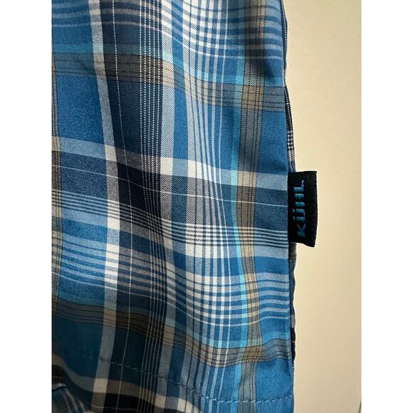 KUHL Eluxor Shirt Metal Button Blue Plaid Short Sleeve Outdoor Small - Picture 2 of 6